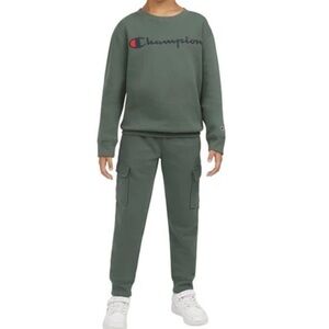 CHAMPION Olive Green Sweatshirt  Sweatpants Jogger Set Boys Size 10